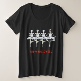 Ballet Dancing Skeletons Halloween Party Plus Size T-Shirt