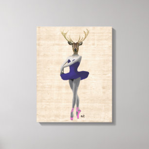 Ballet Deer in Blue Canvas Print