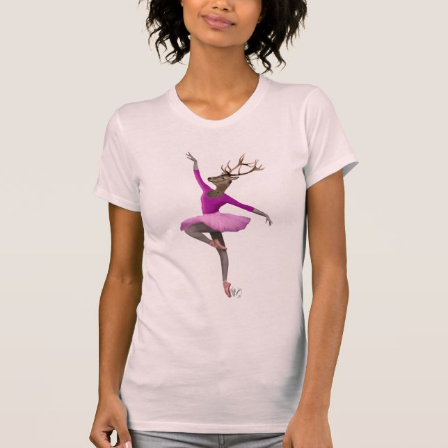 Ballet Deer in Pink T-Shirt (Front)