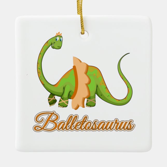 Ballet Dinosaur Gift for Dance Student Ceramic Ornament (Front)