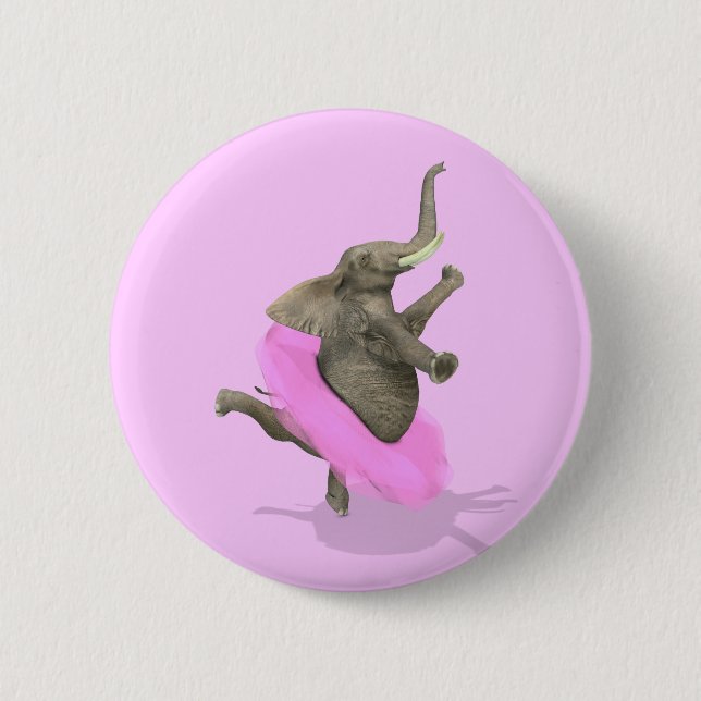Ballet Elephant En Pointe 6 Cm Round Badge (Front)