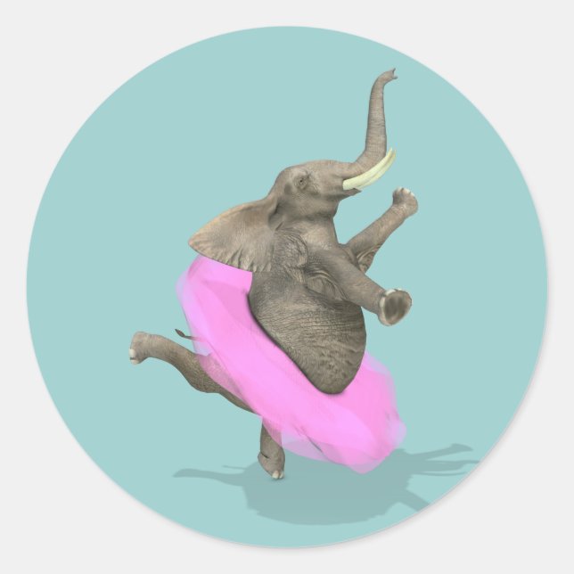 Ballet Elephant En Pointe Classic Round Sticker (Front)