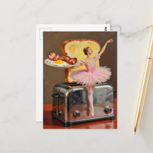 ballet for breakfast surreal toast and eggs postcard