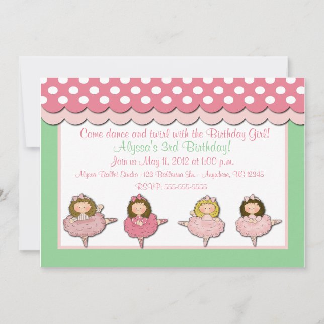 Ballet Girls Birthday Invitation (Front)