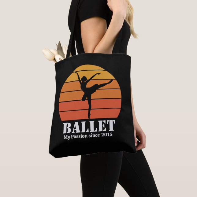 Ballet Hobby Retro Sunset Personalise Tote Bag (Close Up)