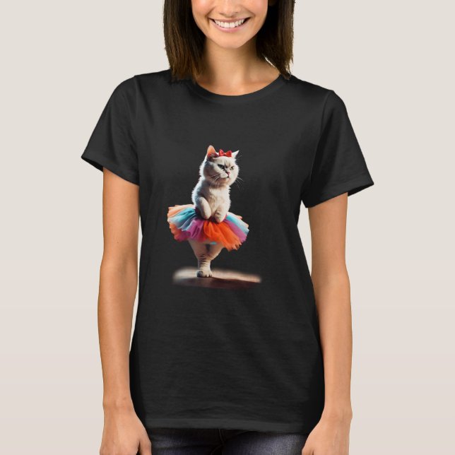 Ballet Kitty Cat wearing a tutu. T-Shirt (Front)