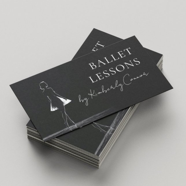 Ballet Lessons Ballerina Performance Solid Black Business Card (Perfect for business)