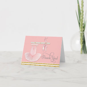 Ballet Little Girl Baby Thank You Note Cards Pink