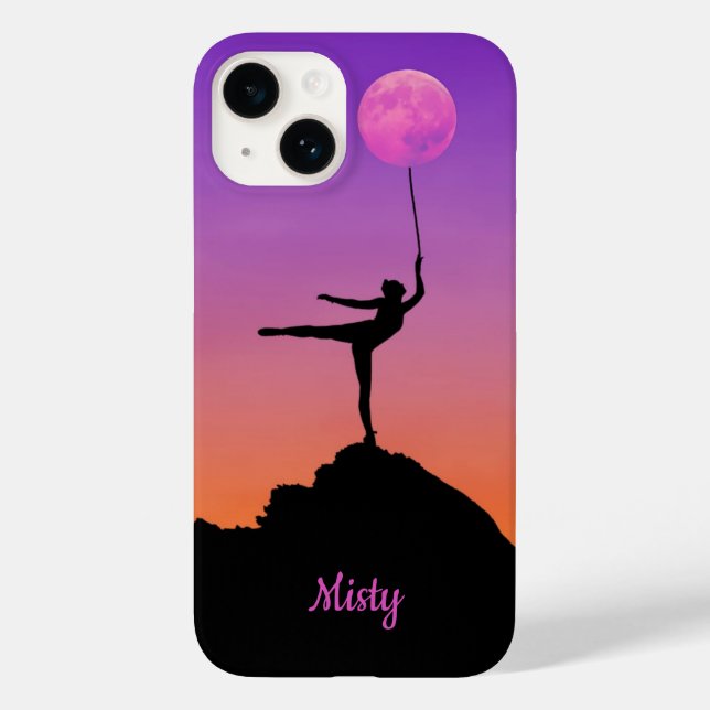 Ballet Moon Balance Personalised Name Case-Mate iPhone Case (Back)