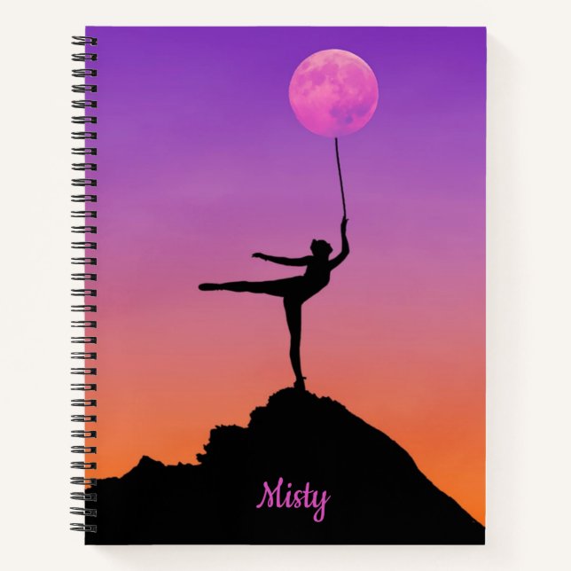 Ballet Moon Balance Personalised Name Notebook (Front)