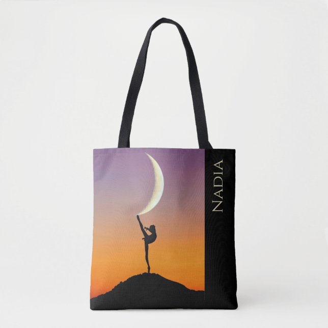 Ballet Moon Dance Personalised Name Tote Bag (Front)