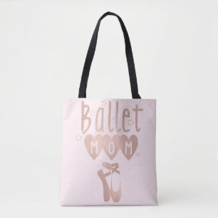 Ballet Mum Pink Rose Gold Stars & Hearts Tote Bag