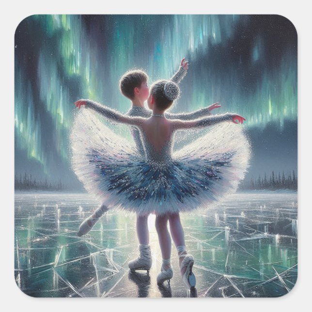 Ballet on Ice Square Sticker (Front)