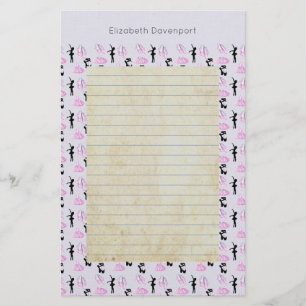 Ballet Pattern on Pink and Blue Gradient Stationery