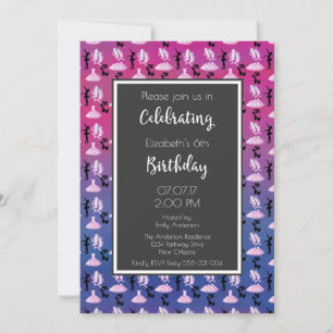 Ballet Pattern on Pink and Purple Birthday Party Invitation