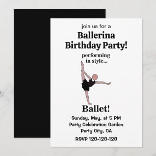 Ballet Performing In Style Ballerina Birthday Invitation