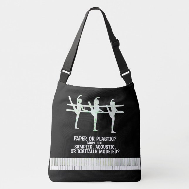Ballet Pianist Irid. Green Paper... Pers. Lg. Crossbody Bag (Front)