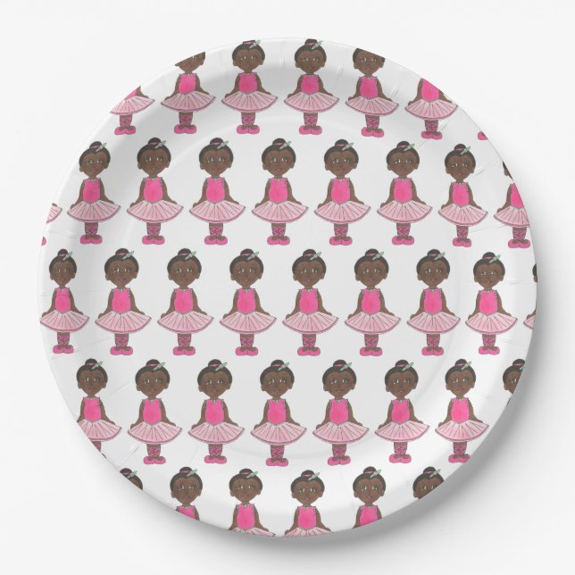 Ballet Pink Ballerina Tutu Dance Recital Dancer Paper Plate (Front)