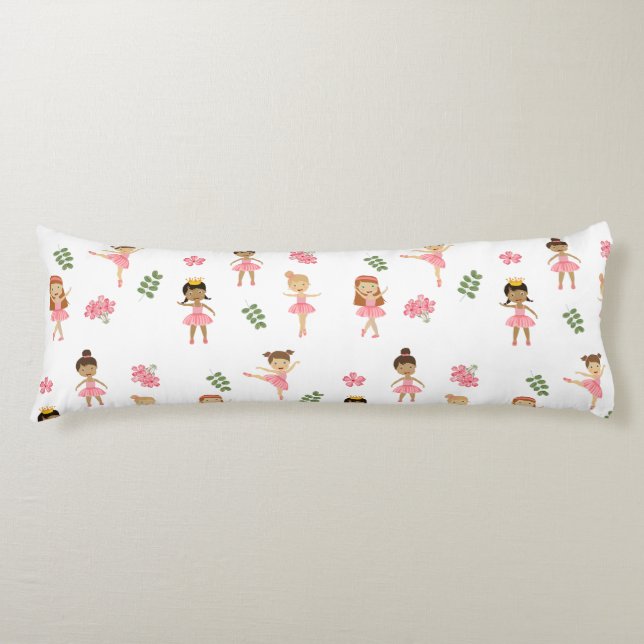 Ballet Pink Ballerinas Dancing Pattern Body Cushion (Front)