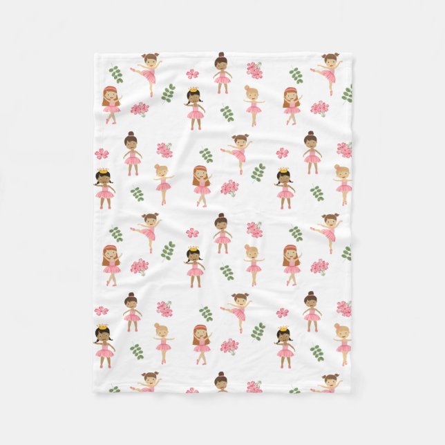 Ballet Pink Ballerinas Dancing Pattern Fleece Blanket (Front)