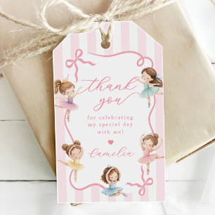 Ballet Pink Girls Bow Tutu Ballerina 1st Birthday Gift Tags