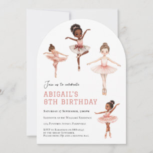Ballet Pink Tutu Ballerina Girls - 8th birthday Invitation