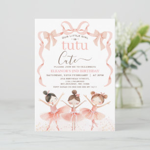 Ballet Pink White Tutu Ballerina 2nd Birthday Invitation