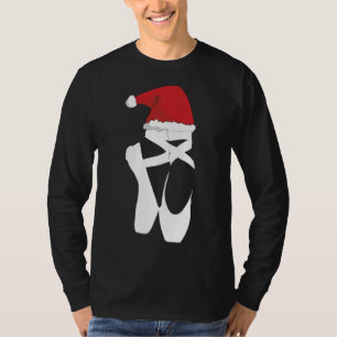 Ballet Pointe Shoe Christmas Santa Hat T-Shirt