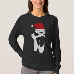 Ballet Pointe Shoe Christmas Santa Hat T-Shirt