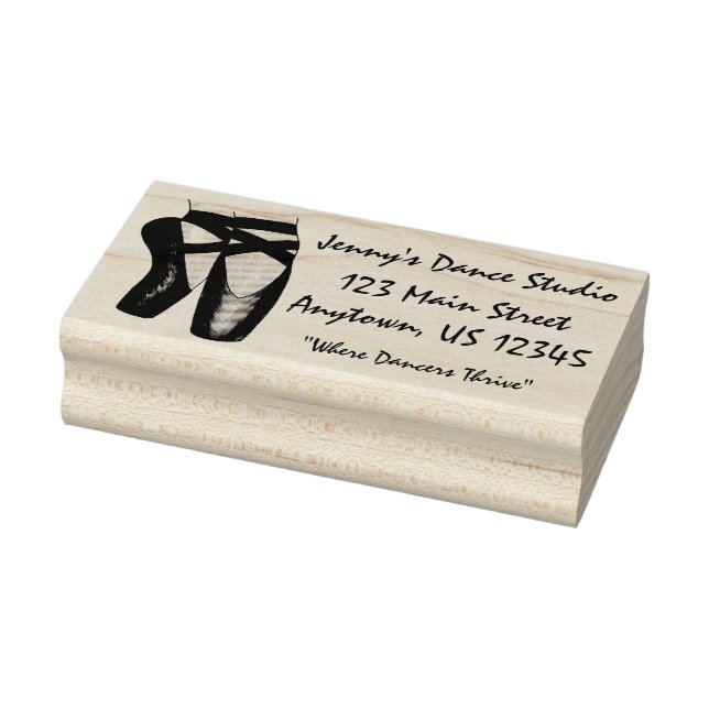 Ballet Pointe Toe Shoes Dance Studio Address Rubber Stamp (Stamp)
