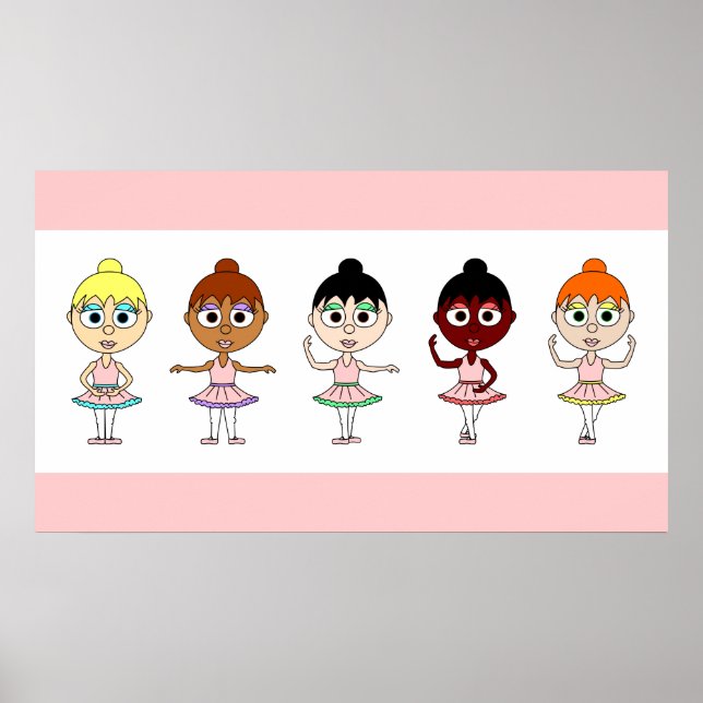Ballet Positions Poster - Cute Ballerinas (Front)