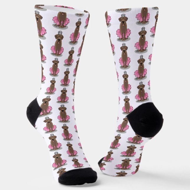 Ballet Princess Chocolate Lab Labrador Retriever Socks (Angled)