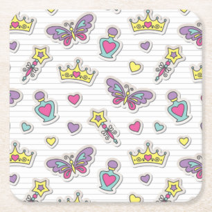 ballet princess pattern square paper coaster