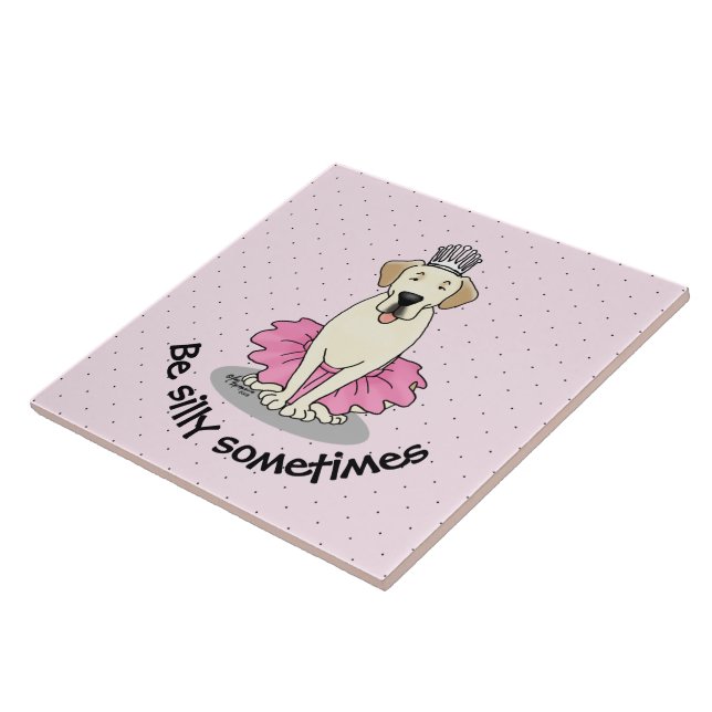Ballet Princess Yellow Lab Labrador Retriever Dog Tile (Side)