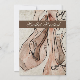 Ballet Recital, Pink Ballerina Slipper Watercolor Invitation
