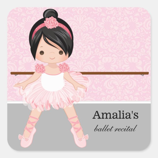 Ballet recital square sticker (Front)