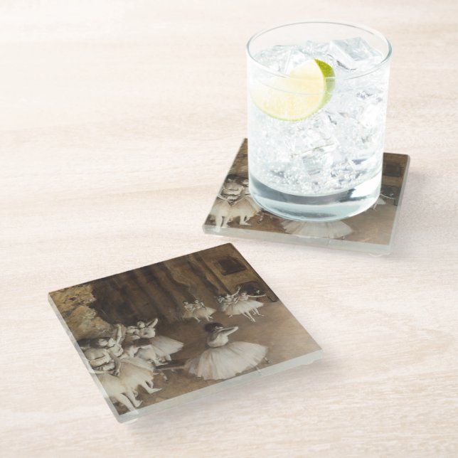 Ballet Rehearsal on Stage | Edgar Degas Glass Coaster (Angled)