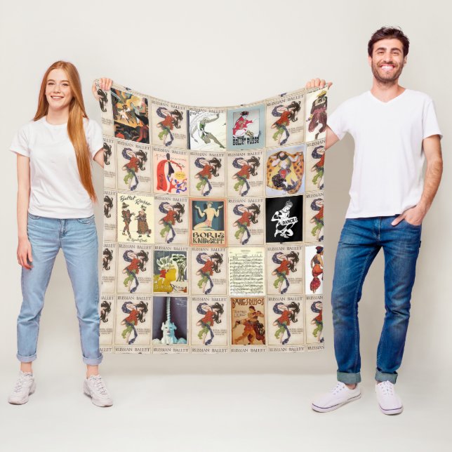 Ballet Russe Montage Fleece Blanket (In Situ)