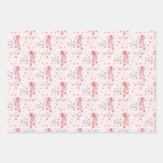 Ballet Shoes and Hearts Wrapping Paper Sheet