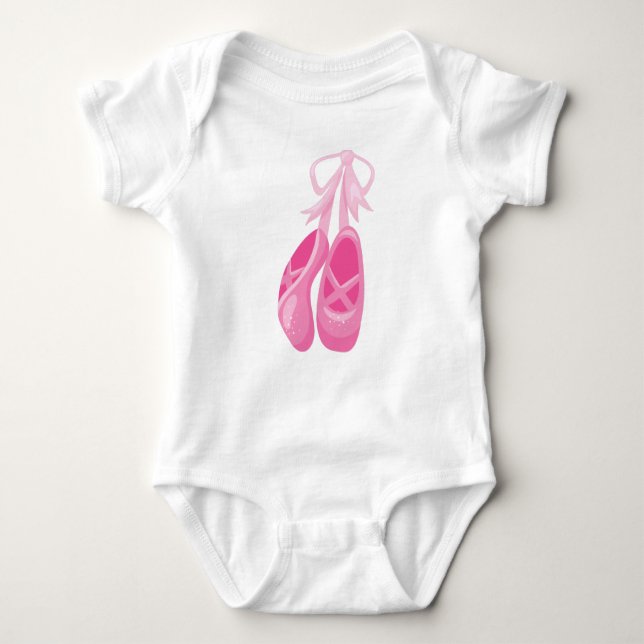 Ballet Shoes, Ballet Slippers, Ballet Dance, Pink Baby Bodysuit (Front)