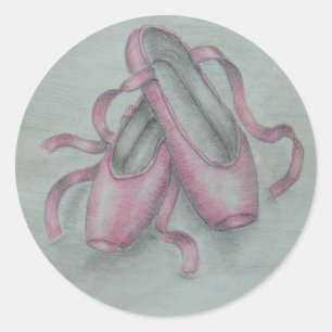 Ballet shoes classic round sticker