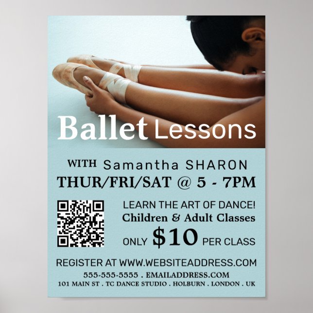 Ballet Shoes, Dance Lesson Advertising Poster (Front)