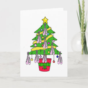 Ballet Shoes Festive Christmas Tree Holiday Card