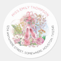 Ballet Shoes Floral Name Return Address