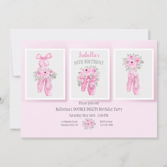 Ballet Shoes  Invitation (Front)