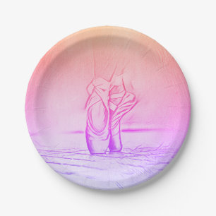 Ballet Shoes on Pointe Pink Gradient Paper Plate