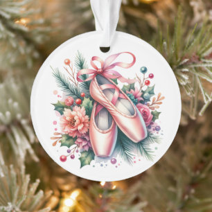 Ballet Slippers, Flowers Personalised Christmas Ornament