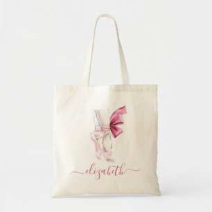 Ballet Slippers Pink Watercolor Personalised Tote Bag