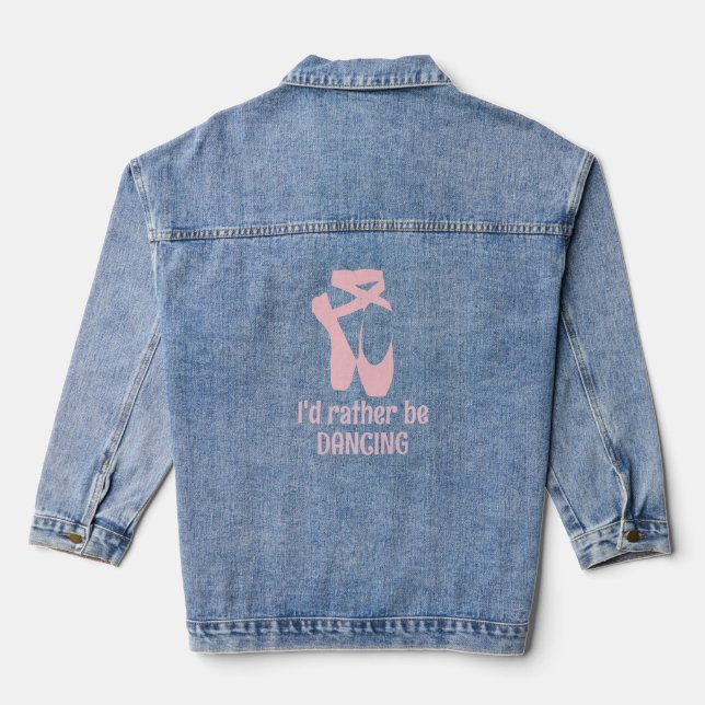 Ballet Slippers Toe Shoes Design Denim Jacket (Back)