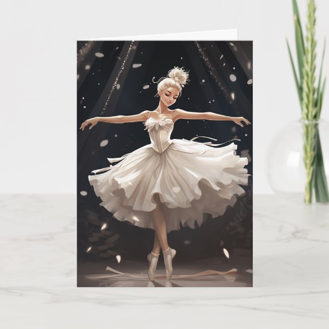 Ballet Snow Queen Snowflake Ballerina Christmas Holiday Card (Front)